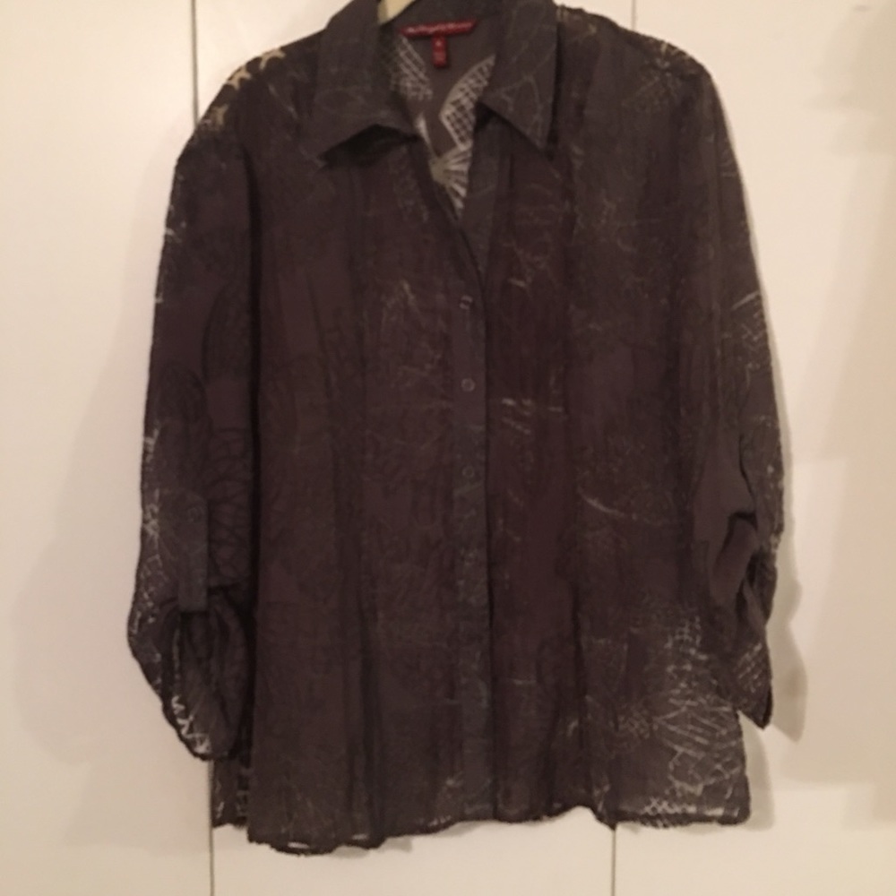 Dark Gray Blouse, Cut Out Design